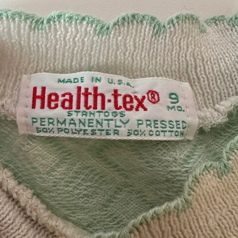 Vintage 70s 80s‎ Healthtex Baby Girl Romper Size 9 Months Diamond Print Bunny